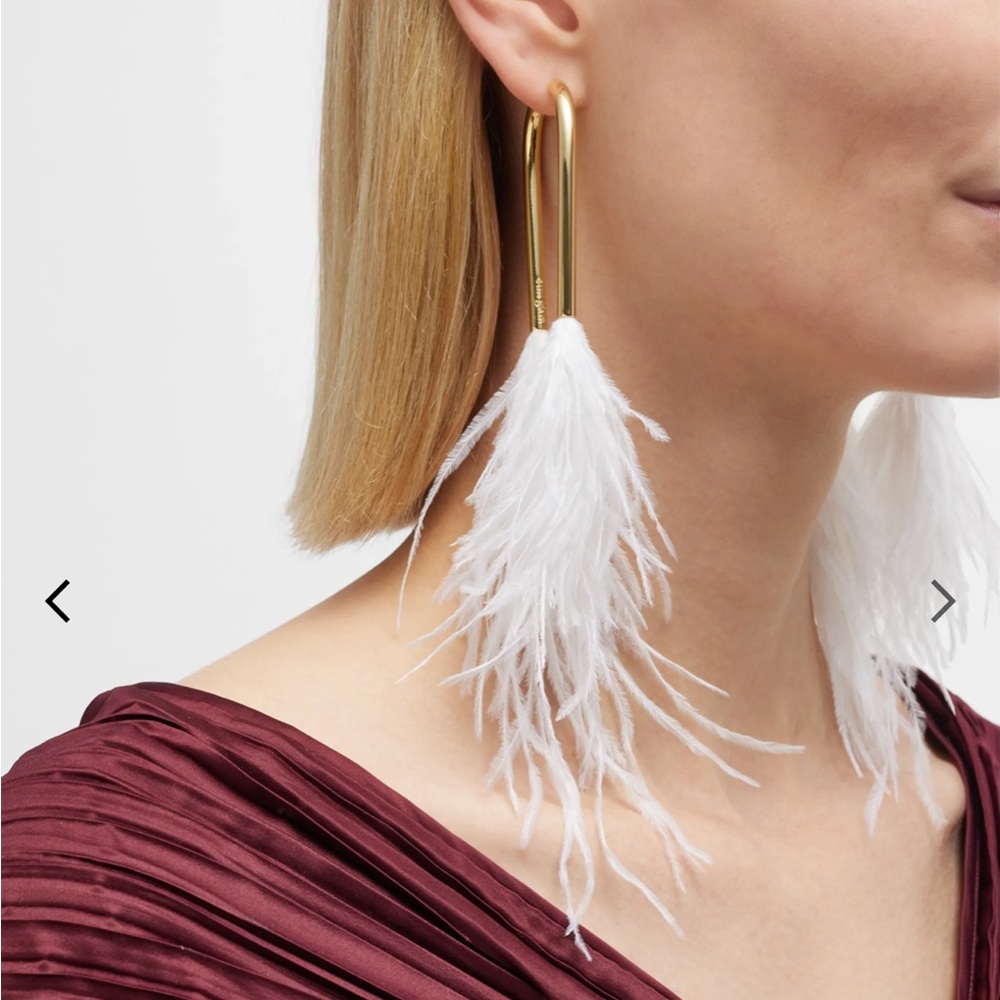 Cult Gaia Meta Feather Double Sided Earring White Bridal Brand New